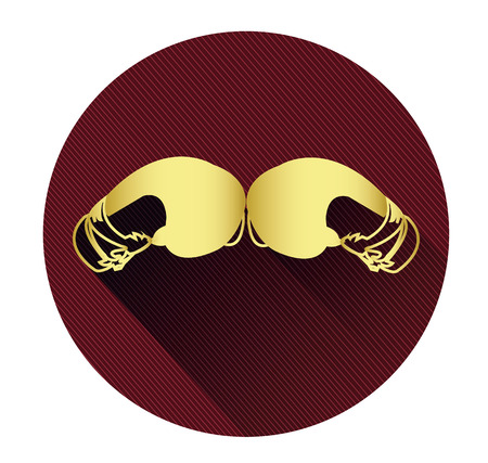 Golden boxing gloves icon with long shadow effectのイラスト素材