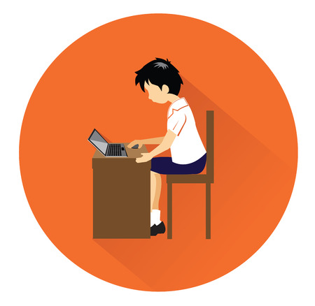 Modern flat student icon with long shadow effectのイラスト素材