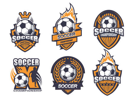 Illustration of soccer logo setのイラスト素材
