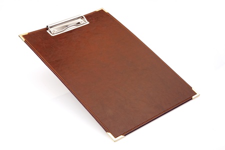 Brown Clipboard isolated on whiteの写真素材