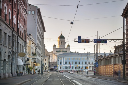 Landmarks of Helsinki  Cathedral, City Hall and Kauppatoriのeditorial素材