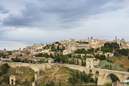 Old town of Toledo, beside the Tagus River, former capital city of Spainの写真素材