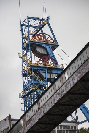 Blue Mine Shaft and Other Mining Equipmentの写真素材
