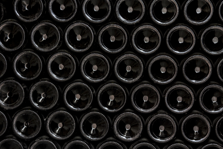 The bottom of wine bottles in cellar