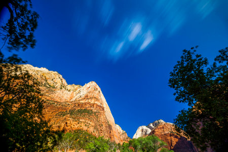 Close up of mountains and nice sky. Zion National Park, Utah, USAの写真素材