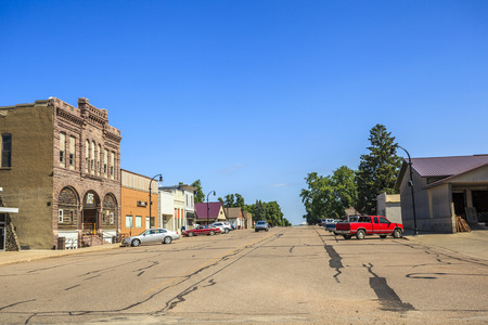 Main road in regular town of central states, Iowa, USAのeditorial素材