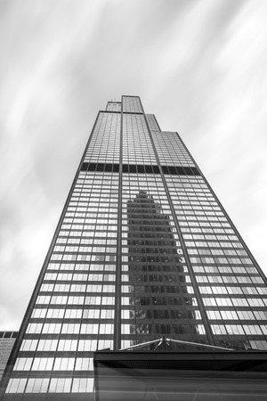 Sears Tower in Black and White, Chicago, Michigan, USAのeditorial素材