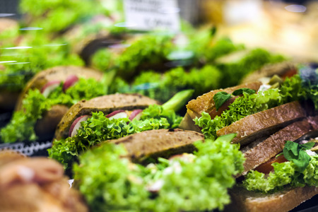 Tasty healthy sandwiches ready to consumeの写真素材