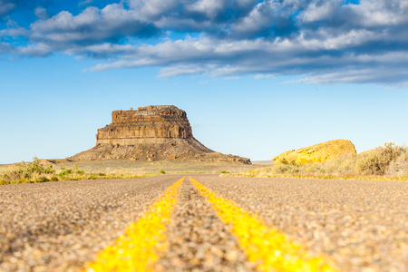Fajada Butte in Chaco Culture National Historical Park, New Mexico, USAの写真素材