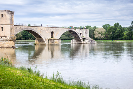 Famous bridge in Avignon with tourist, France, Europeのeditorial素材