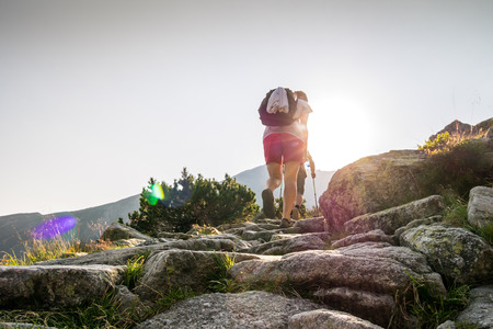 Hikers on a trail in beautiful Tatra Mountains National Park, Poland
