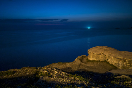 Old bunker in Rovinj on Croatia coast, Istrian Peninsula.の写真素材