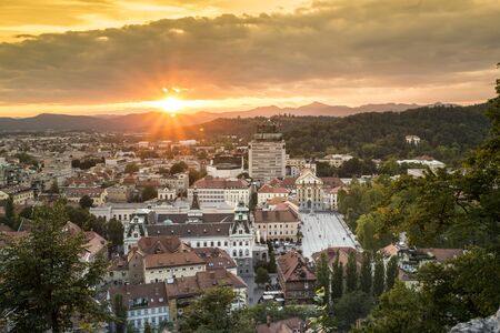 Panorama of Ljubljana, capital city of Sloveniaのeditorial素材
