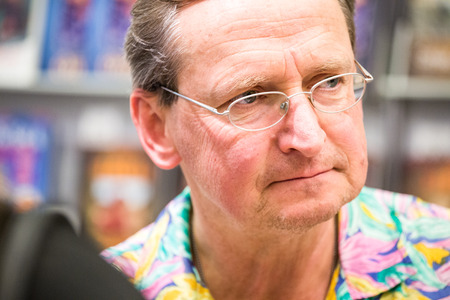 Krakow, Poland - October 24, 2015: Wojciech Cejrowski signing his books on 19th International Book Fair in Krakowのeditorial素材