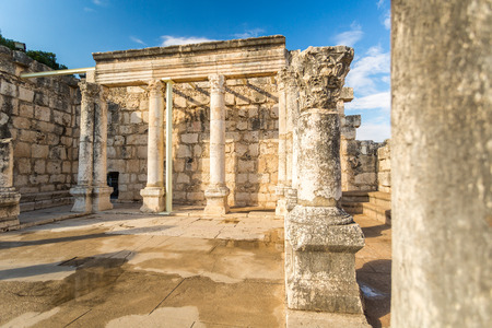 Synagogue in Jesus Town of Capernaum, Israelの写真素材