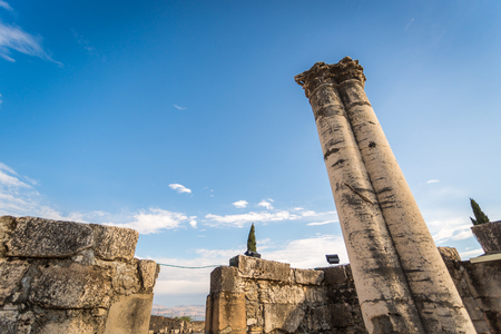 Synagogue in Jesus Town of Capernaum, Israelの写真素材