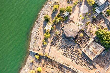 Aerial view of Capernaum, Town of Jesus, Galilee, Israelの写真素材