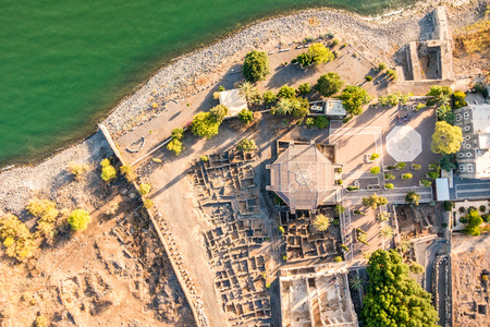Aerial view of Capernaum, Town of Jesus, Galilee, Israelの写真素材