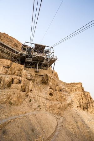 Cable car going to famous Masada, Dead Sea Region, Israelの写真素材