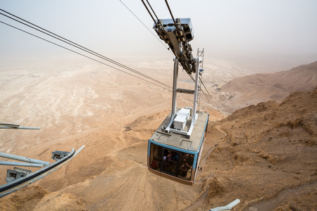 Cable car going to famous Masada, Dead Sea Region, Israelの写真素材