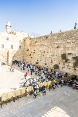 People praying at Western Wall, Jerusalem, Israelの写真素材