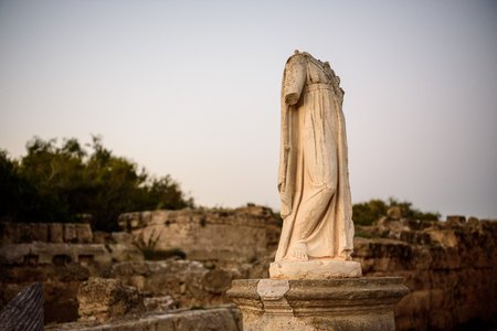 Monument without head in ancient city of Salamis, Northern Cyprus.の写真素材