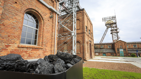Coal mine, two mining shaft and a cart full of fuel, Rybnikのeditorial素材