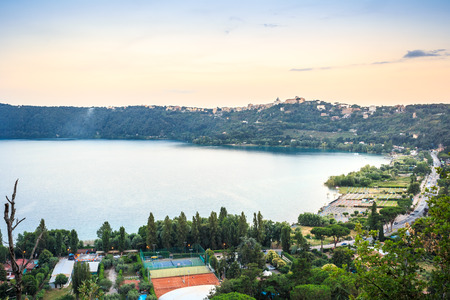 Castel Gandolfo and Albano Lake, Lazio, Italyの写真素材