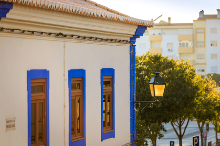 Traditional portuguese house with a lantern illuminated by sunset, Portimao, Portugalの写真素材