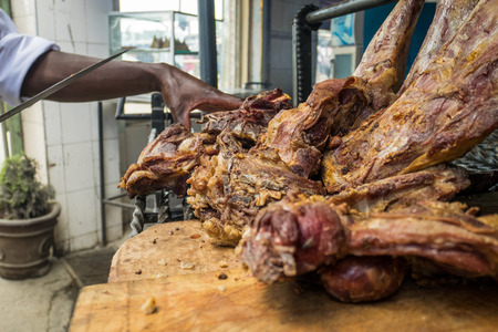 Nyama choma means grilled meat - traditional east african food, Kenyaの写真素材