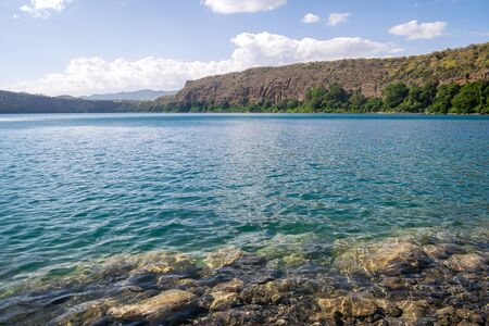 Chala Lake on the border of Kenya and Tanzania .A unique caldera lake, and is thought to be the deepest inland body of water in Africa. の写真素材