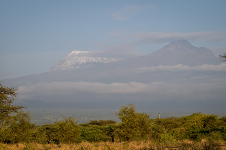 Kilimanjaro - Kibo and Mawenzi peaks and savannaの写真素材