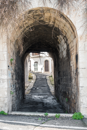 Narrow street in romantic white city of Ostuni, Puglia, Italyの写真素材