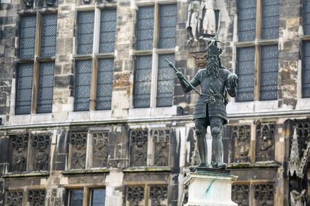 Charlemagne Statue in Akwizgran city center, Germanyの写真素材