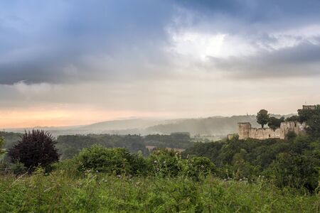 Blankenberg castle surrounded by idyllic landscape, Germanyの写真素材