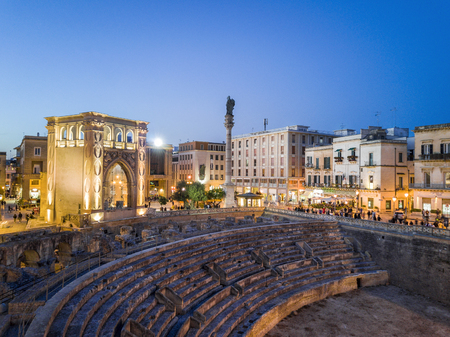 Historic city center of Lecce in Puglia, Italyの写真素材