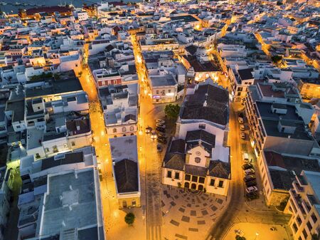 Traditional portuguese architecture in Olhao da Restauracao, Algarve, Portugalの写真素材