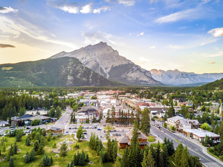 Amazing cityscape of Banff in canadian Rocky Mountains, Alberta,Canada