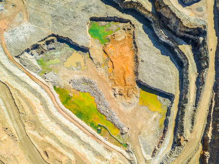Aerial view of huge, modern open pit mine in Minas de Riotinto, Andalusia, Spain