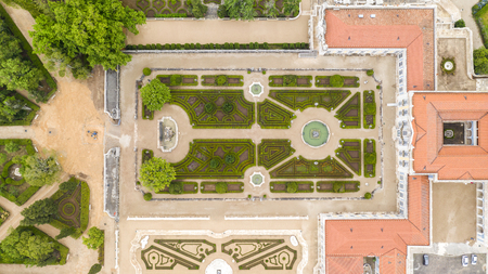 Aerial view of garden in Queluz National Palace, Lisbon, Portugalのeditorial素材