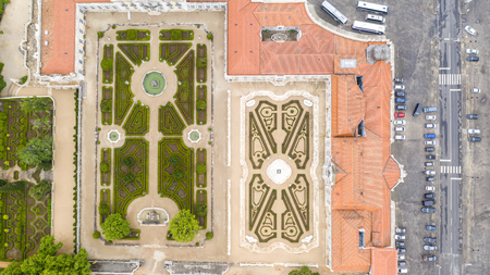 Aerial view of garden in Queluz National Palace, Lisbon, Portugalのeditorial素材