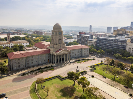 Aerial view of Tshwane city hall in the heart of Pretoria, capital city of South Africaのeditorial素材