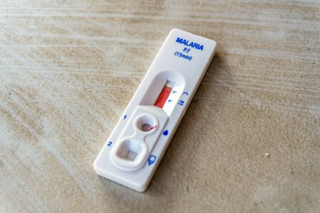Results of quick malaria test from blood, Lebombo Border Control, South Africaの写真素材