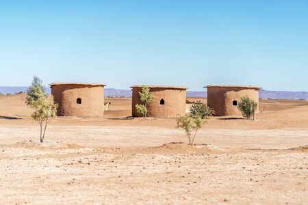 Traditional mus houses built on Sahara desert in Morocco, Africaの写真素材