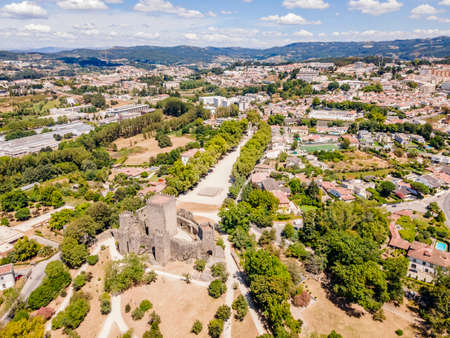 Aerial view of castle of Guimaraes, first capital of Portugal