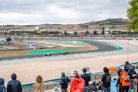 Portimao, Portugal - October 25, 2020: People watching Formula 1 championship on a racetrackのeditorial素材