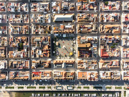 Aerial view of Vila Real de Santo Antonio, Algarve, Portugalの写真素材