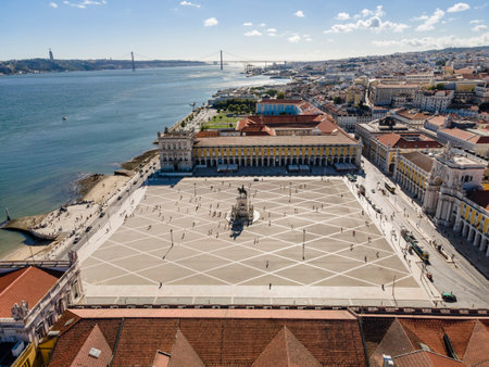 Commerce Square in center of Lisbon called Praca do Comercio, Portugalの写真素材