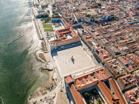 Commerce Square in center of Lisbon called Praca do Comercio, Portugalの写真素材