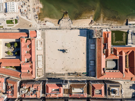 Commerce Square in center of Lisbon called Praca do Comercio, Portugalの写真素材